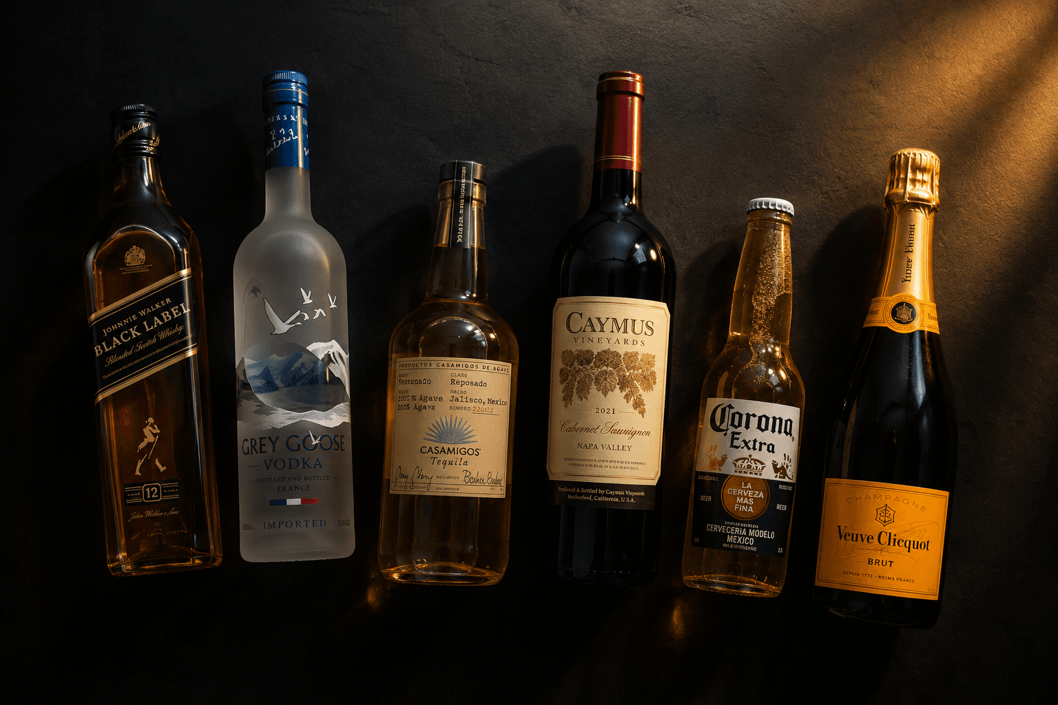 Beer, wine, whisky, vodka, tequila, and champagne bottles available for 24 hour alcohol delivery across the GTA